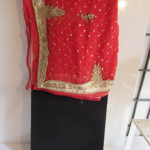 Beautiful, Sheer hand beaded, sequins, appliqued Dupatta, Shawl, Hijab, Chiffon - Picture 13 of 14